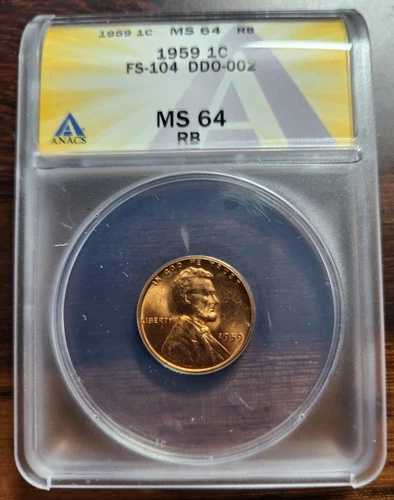 1959年Pミント リンカーンセント/ペニー - DDO FS-104 - ダブルダイ表面 - ANACS MS 64 RB 42,900円