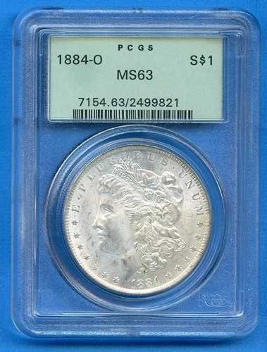 1884年Oミント、PCGS MS63、モーガン銀貨1ドル、米国造幣局発行、1884-O、MS-63、OGH