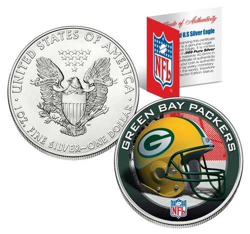 グリーンベイ・パッカーズ 1オンス .999純銀製 アメリカンイーグル 1ドル硬貨 NFL公式ライセンス商品 42,900円