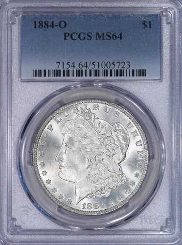 1884年Oミント モーガン銀貨 $1 PCGS MS64 - 美しく輝くコイン、新品ホルダー付き！
