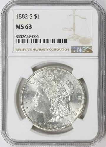 1882年Sミント 1ドル モルガン銀貨 NGC MS63