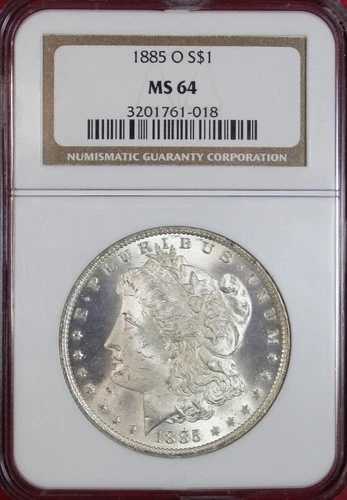1885年Oミント モルガンドル NGC MS64