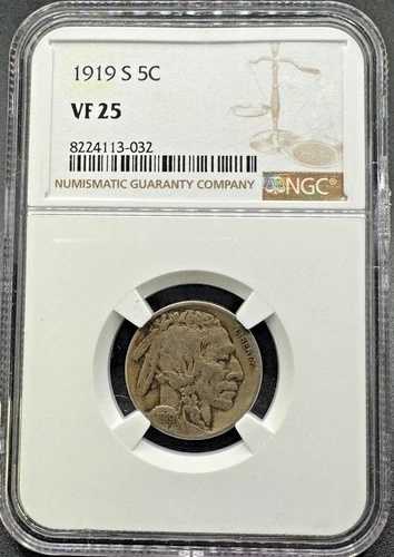 1919年Sミント バッファローニッケル NGC VF25 11XH25