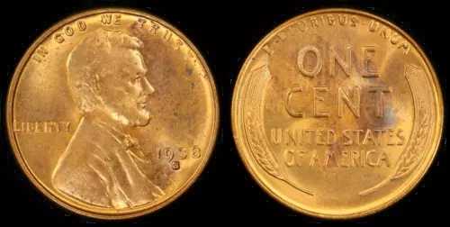 1938年 S/S/S PCGS MS63 RD RPM FS-502 - リンカーン・ウィート・ペニーセント 1セント 米国硬貨 #52588A