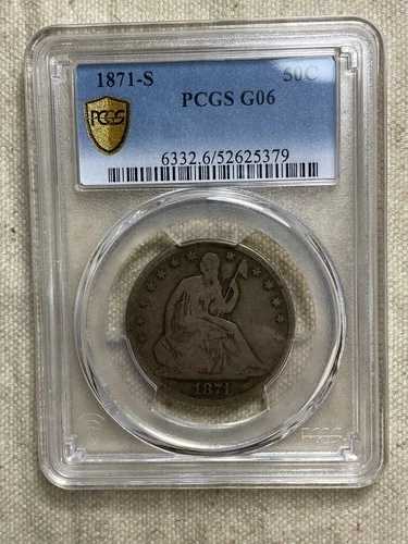1871年Sミント シーテッド・リバティ・ハーフダラー PCGS G6 ゴールドシールド オリジナルタイプコイン