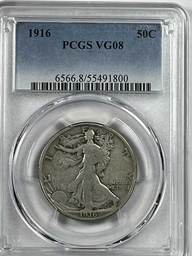 1916年ウォーキングハーフダラー：PCGS VG08