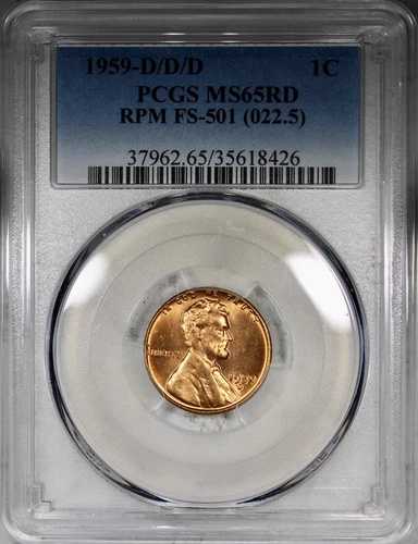 1959年D/D/D リンカーンセント PCGS MS65RD RPM FS-501 (022.5)