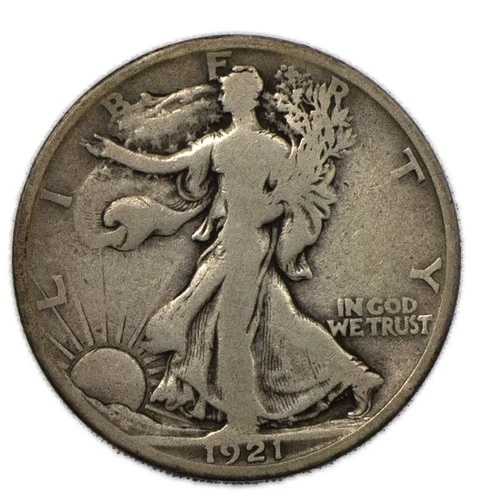 1921年サンフランシスコS ウォーキングリバティ銀貨 50セント 非常に良いVG+
