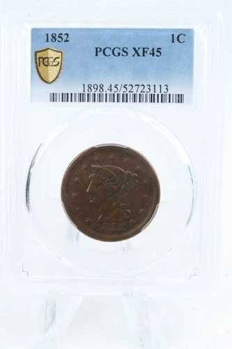 1852-P PCGS XF45BN 編み込みヘアセント ビジネスストライク 1C