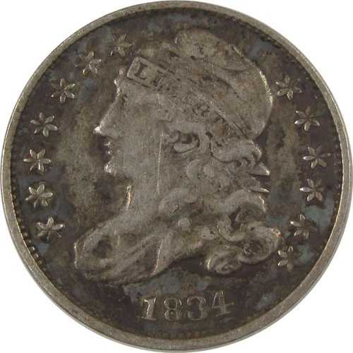 1834年 スモール4キャップドバストダイム VF 極美品 銀貨 10セント SKU:CPC0953