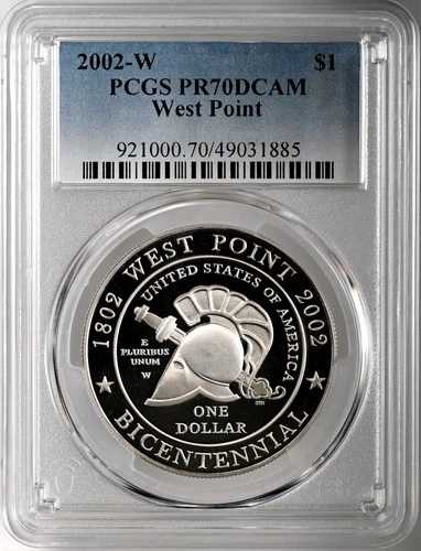 2002年Wミント 1ドル ウエストポイント プルーフ銀貨 記念コイン PCGS PR70 DCAM #49031885