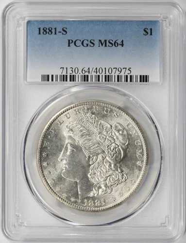 1881年Sミント 1ドル モルガン銀貨 PCGS MS64