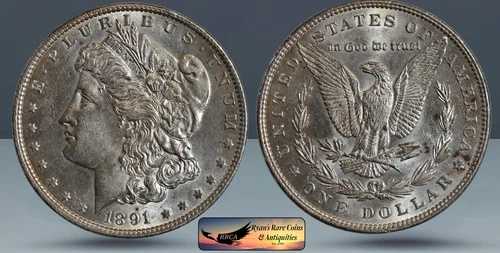 1891年モルガン・ダラー、未使用、銀貨、ライアンズ・レア・コインズ、C8430