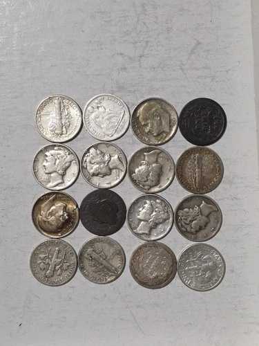 銀貨10セント硬貨16枚セット（1888年～1964年、年代不問）