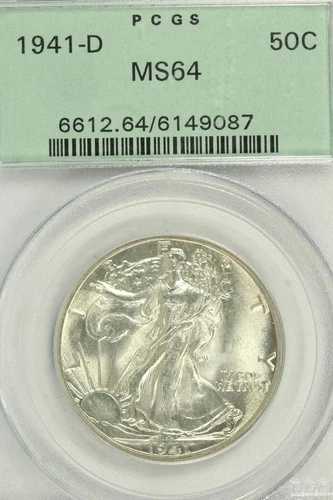 1941年Dミント ウォーキングリバティハーフダラー PCGS MS64 OGH