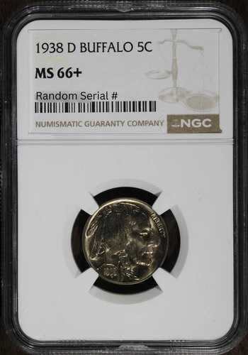 1938-D (MS66+) バッファローニッケル 5セント NGC - プラス