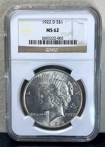 1922年 Dミント シルバーピースダラー NGC MS 62 未使用 1ドル硬貨