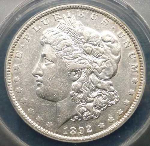 1892年 ANACS EF 45 詳細 モーガン銀貨、準希少年号 銀貨 1ドル