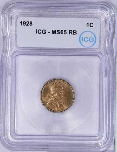 1928年 リンカーンセント 1セント ICG MS65 RB