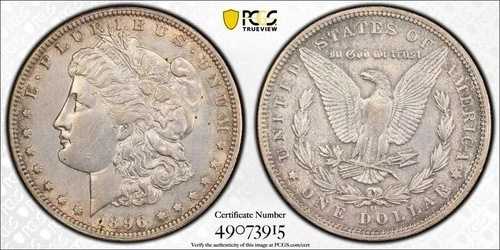 1896 O PCGS AU 詳細 - 銀製モルガンドル 1ドル 米国コイン 56548A