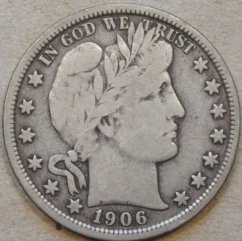 1906年Oミント バーバーハーフダラー 50セント F（写真参照） 42,900円