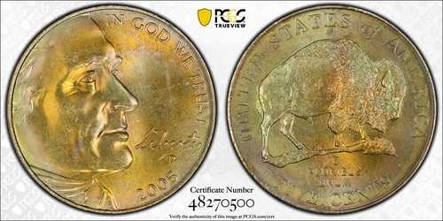 2005年 P バイソンニッケル 5C PCGS MS66 レインボートーン 4333