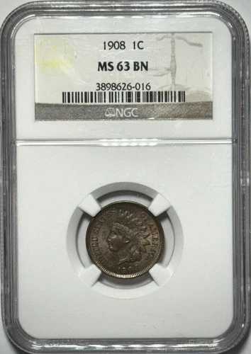 1908年インディアンヘッドセント - NGC MS 63 BN