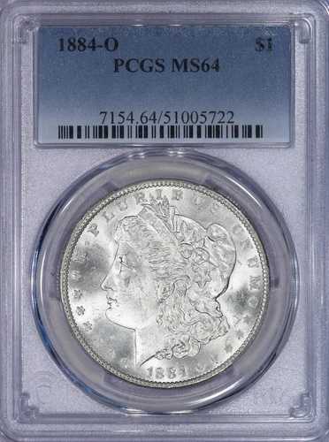 1884-O モーガン シルバー ダラー $1 PCGS MS64 - 美しく派手なコイン、新品ホルダー!