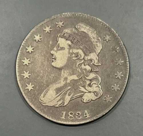 1834年製キャップドバストハーフドル50セント - 流通オリジナルタイプ