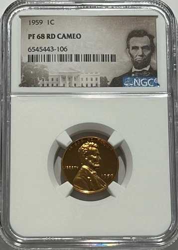 1959 NGC PF68 RD カメオ レッド プルーフ セント リンカーン記念館 ペニー 1セント ポートレートラベル