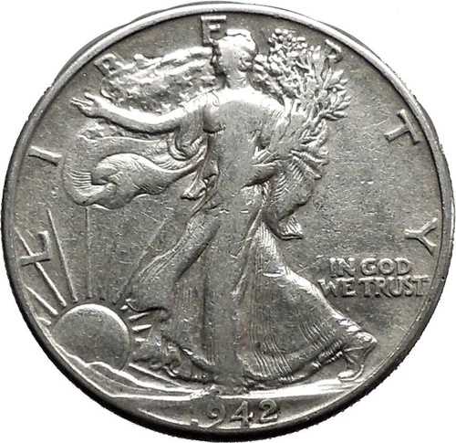 1942年 ウォーキングリバティ ハーフダラー ハクトウワシ アメリカ合衆国 銀貨 i44653