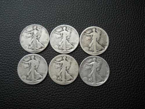 （６）1918年～1933年発行の自由の女神を象徴するハーフダラー硬貨（流通品）