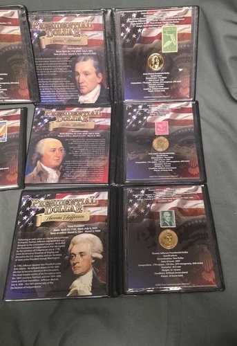 コインが詰まった7冊の本のコレクション - 初代大統領5人のドル硬貨など