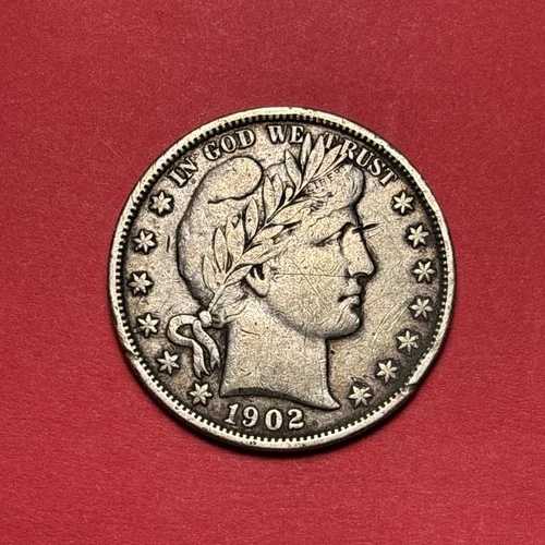 (1)美しい色合いのアンティーク1902-Pバーバーハーフダラー、極美品~非常に良い状態