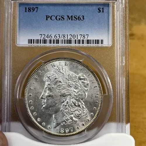 1897年製モルガン銀貨、PCGS MS63。