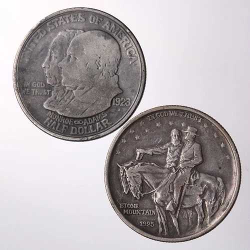 未鑑定の1923年Sミント モンロー銀貨と1925年ストーンマウンテン銀貨50セント記念ハーフダラーのセット 42,900円