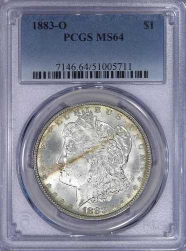 1883-O モーガン銀貨 $1 PCGS MS64 - 新品のロールから取り出した美しい品、新しいホルダー付き！