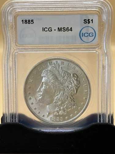 1885年モルガン銀貨 IGC MS64 コインそのものに注目、ホルダーは気にしないで