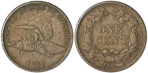 1857年 フライングイーグルセント 1セント硬貨（写真参照） - 送料無料