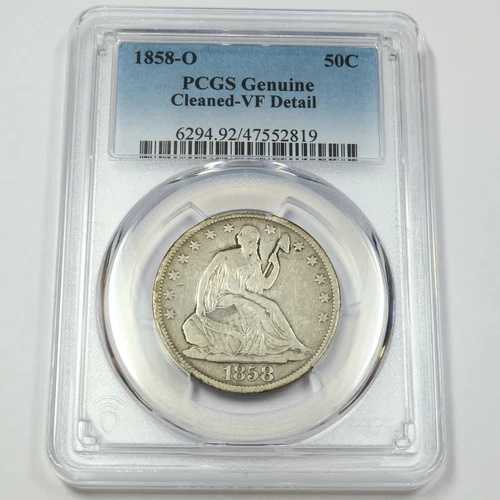 1858年 O PCGS VF 詳細 - シルバー シーテッド リバティ ハーフダラー - 50セント 米国コイン #45437A