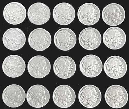 （20）1921年アメリカ合衆国バッファローニッケル流通硬貨ディーラーロット