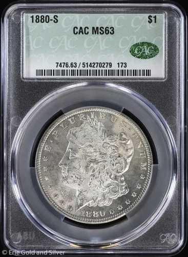 1880年Sミント 1ドル モーガン銀貨 CAC MS 63 | 未使用 UNC