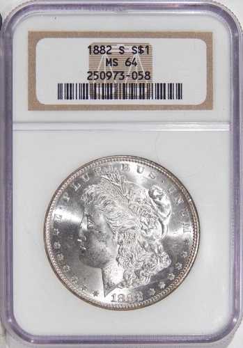 1882年Sミント 1ドル硬貨 NGC MS 64 ～ほぼ新品同様 モルガンドル 裏面カラー 42,900円