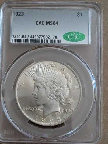 1923年Pミント 1ドルピース銀貨 CAC MS 64 未流通 UNC BU