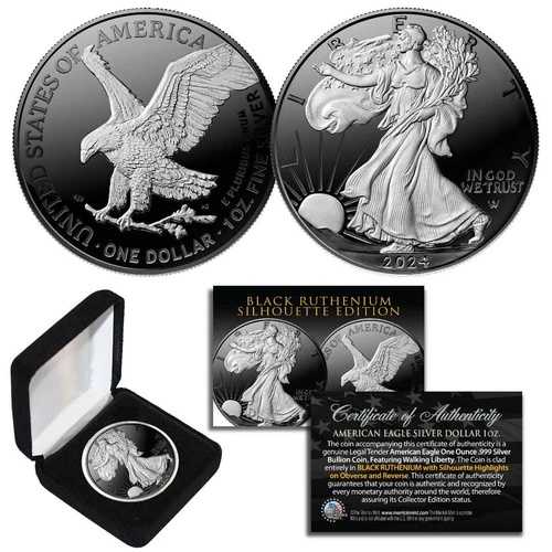 ブラックルテニウムシルエット 1オンス .999純銀 2024年 アメリカンイーグル金貨（箱付き）