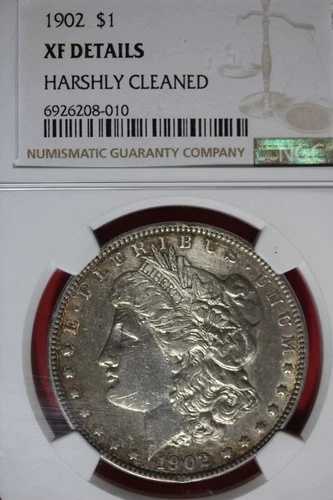 1902年 NGC XF 詳細 ひどく洗浄されたモルガン銀貨