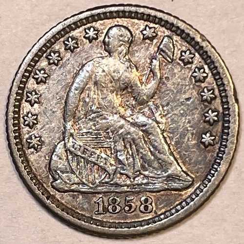 1858年Oミント シーテッド・リバティ ハーフダイム ほぼ未使用品 AUコイン #13280