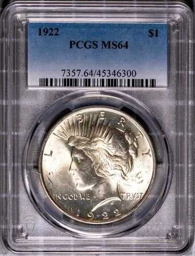 1922年製シルバーピースダラー MS 64 PCGS # 45346300 + ボーナス