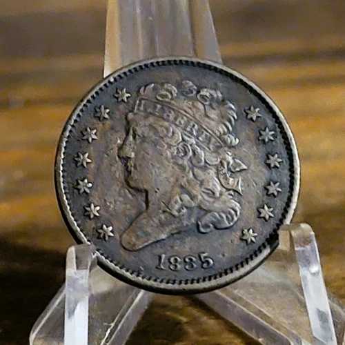1835年 1/2セント クラシックヘッド ハーフセント（ファイン～エクストラファイングレード？）初期の米国銅貨。希少！