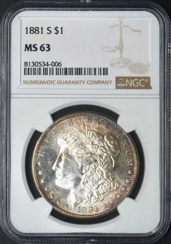 1881年Sミント モーガン銀貨 - NGC MS63 - トーン - COINGIANTS